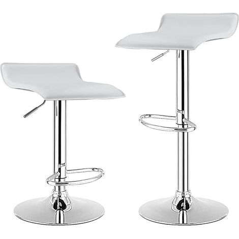 COSTWAY Set di 2 Sgabelli Girevoli da Bar, Sgabello Regolabile in Altezza per Bar, Rotazione a 360°, Sgabelli da Bar senza Braccioli, con Poggiapiedi, Portata 120 kg (Bianco) (1/5)