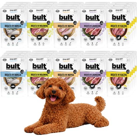 BULT Nassfutter für Hunde, Geschmacksmischung, 40 x 500 g Beutel (1/5)
