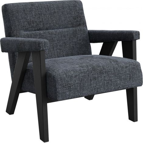 Abel Chair - Velvet Tweed/Ash - L80 x W70 x H73 cm - Coal/Black - Full Assembly Required