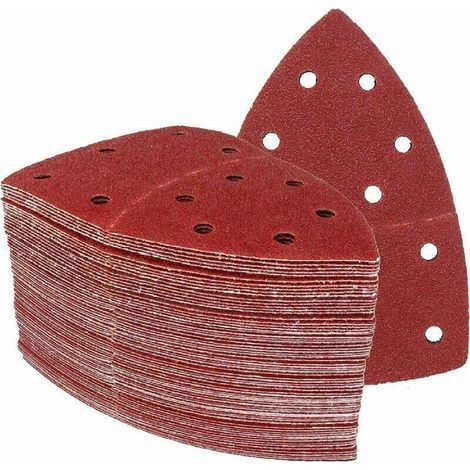 Lot de 50 Feuilles Abrasives Triangles Papier Ponçage de 105 x 152 mm, grain 80, adaptées pour différentes ponceuses (1/4)