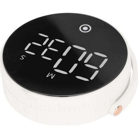 Minuteur numérique LED 3 pouces, rotatif, magnétique, silencieux, boîtier ABS, boutons en silicone, blanc (1/5)