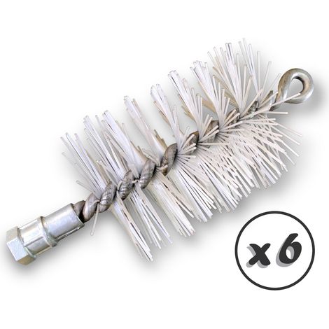 Lot de 6 Brosses à tube PRO NYLON Ø 70 mm Raccord M12175 femelle Ame en acier torsadé Nettoyage brossage tube et canalisation Kibros 41SCN70x6