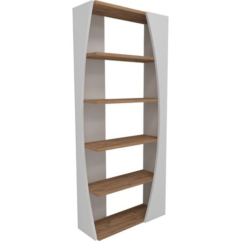 Cotecosy – Étagère bibliothèque moderne verticale 63,6 x 23,8 x 150 cm – Panneau de particules mélaminé 18 mm – Encombrement réduit pour espaces confinés (1/5)