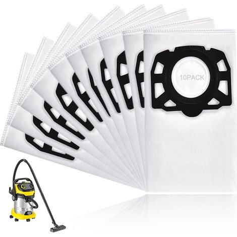 10 Kärcher Staubsaugerbeutel 2.863-006.0, Vliesfilterbeutel, 487 Ersatzbeutel, kompatibel mit den Modellen WD4, WD5, WD6, WD5P, WD6P Premium, MV4, MV5 und MV6. Filterbeutel für Staubsauger. (1/5)