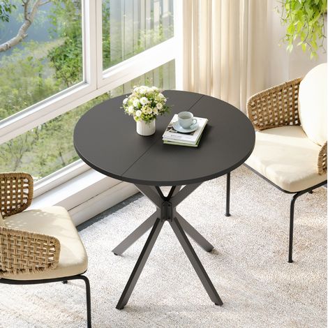 Runder Esstisch 80 cm mit verstellbaren X-Beinen, schwarz HAVRYA (1/5)