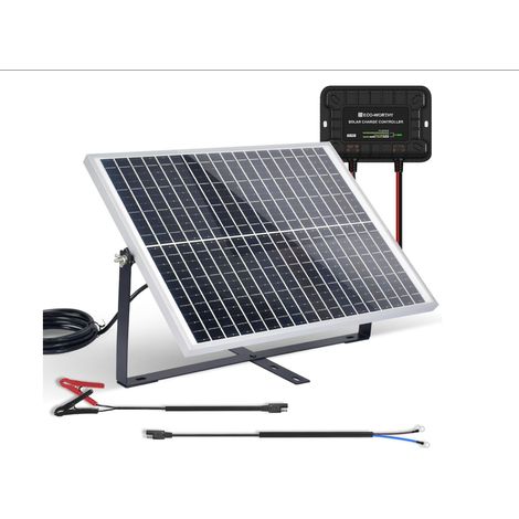 ECO-WORTHY kit de Panneau Solaire 25W 12V Mono Panneau Solaire PV 25W avec contrôleur 4A pour Voiture RV Accueil Batterie Charge