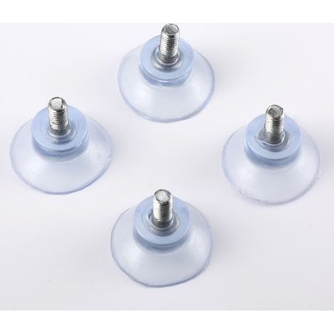 4 Saugnäpfe Ø 32 mm mit 6-mm-Gewinde und transparenten Muttern (1/5)