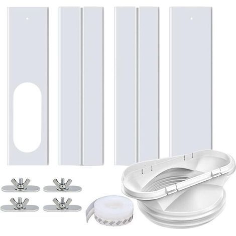 Lot de 4 Kit Calfeutrage Climatiseur Mobile, Joint Porte Fenetre Climatiseur Mobile, avec Interface Plate de 13 cm et Autocollant Coupe-vent, Joint de Fenêtre 400 CM pour Climatisation Mobile (1/5)