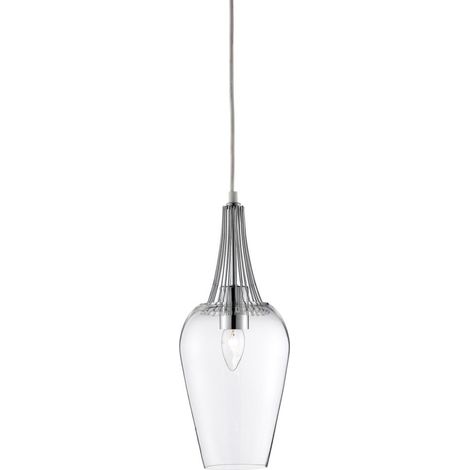 Plafond Lampe à suspendre Lampe chromée Verre clair Forme de poire Salon Salle à manger Chambre (1/3)