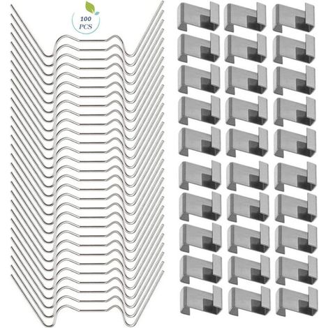Packung mit 100 Gewächshausclips aus Edelstahl – 50 W 304-Clips und 50 301-Clips für Glasscheiben – Rostbeständig