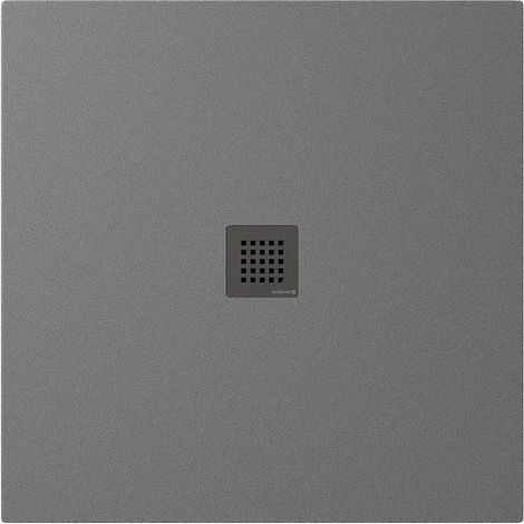 Receveur de douche en marbre coulé TRENECA 90x90cm, découpable selon vos demandes, gris mat (1/4)