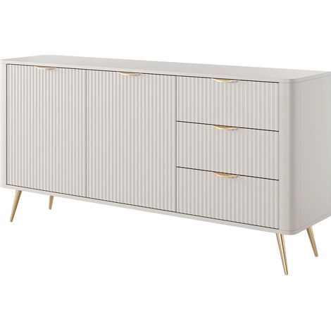 Credenza 2 ante e 3 cassetti in MDF Beige e Dorato - ELONARIA di PASCAL MORABITO (1/5)