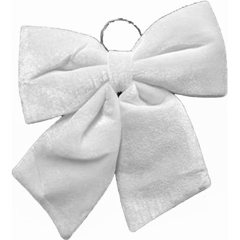 Fiocco bianco in velluto cm 34  decorazione natalizia puntale albero di natale addobbi per casa negozio ristoranti hotel (1/4)