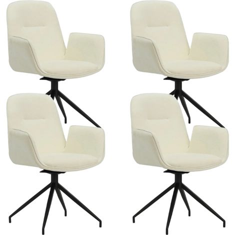 Set aus 4 drehbaren Esszimmerstühlen Nela Chenille Creme – mit (1/5)