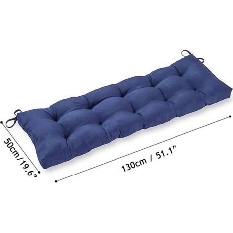 Gartenbankkissen, 130 x 50 cm, weich und rutschfest für Bank oder Schaukel, Blau (1/5)