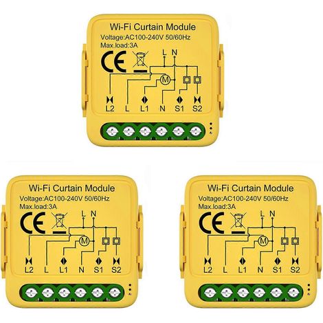 3 modules de commande de rideaux intelligents Tuya avec Wi-Fi, compatibles avec les moteurs de stores et volets roulants, l'application Smart Life et Alexa/Google. (1/4)