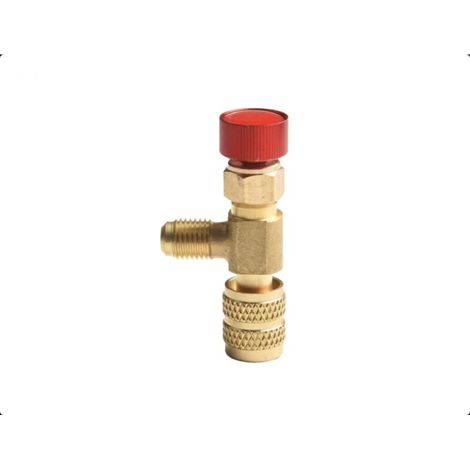 Brass safety valve for refrigerant hose, R410A adapter for refrigerant charge, 1/4" - 5/16" (1/5)