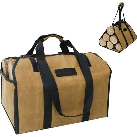 2 X Sac à Bois pour Cheminée, Camping, Jardin - Pliable et Léger avec Sangles - Gain de Place pour le Stockage du Bois Intérieur/Extérieur