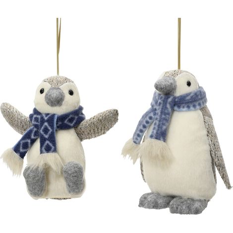 Decoris Weihnachtskugel aus Polyester Pinguin 16 cm 2-fach sortiert Kugel