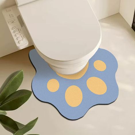 Tapis de toilette en forme de U - résistant - fond antidérapant - absorbant, à séchage rapide et respirant.（Bleu）