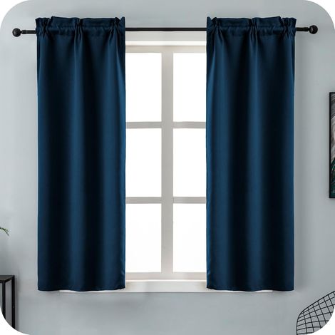 Paire de rideaux occultants bleus pour salon, chambre à coucher, intérieur, 2 panneaux avec poche, 70 x 145 cm, 1 paire (1/5)