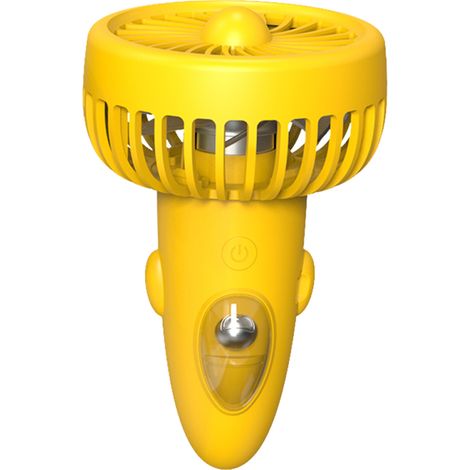 Ventilateur portable rechargeable USB 1200 mAh, mini ventilateur de poche à 3 vitesses, mains libres, idéal pour la maison, le bureau, le camping, les voyages et le sport (jaune). (1/5)