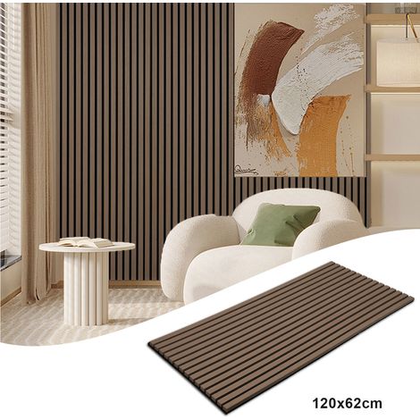 Wolketon Akustikpaneel Wandpaneel Moderne Wandpaneele  aus Holzfunier und Filz MDF Wandverkleidung 1x 120x60x2.1cm Walnuss