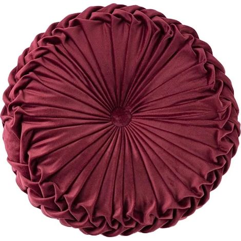 Filiyano-Coussin rond en velours pour canapé, petit coussin décoratif fait main pour lit ou chambre à coucher, 13,7 cm, bordeaux (1/4)