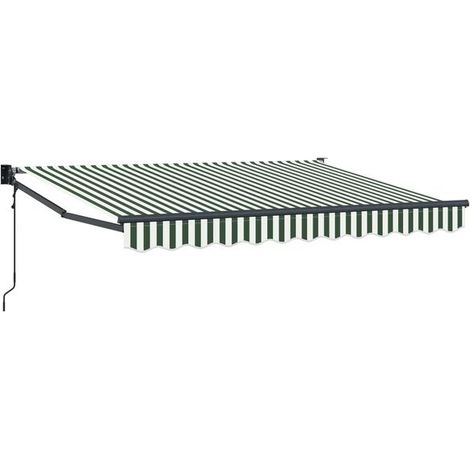 Store banne électrique rétractable, vert et blanc, 3,5 x 2 mètres. (1/5)
