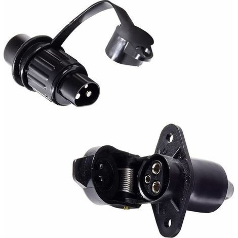 Prise 3 Broches Et Fiche 3 Broches, pour Remorque 12V Étanche Prise 3 Broches Male Femelle Connecteur, Prise 3 Broches,(1pcs) (1/4)