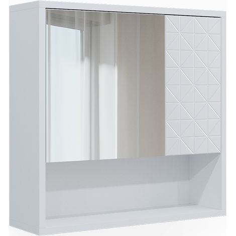 Armario con espejo para baño Agasta, Blanco, 54 x 53 cm, Vicco