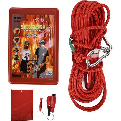 Kit de survie incendie 0.3in corde sécurité brise-vitre sifflet avec sac rangement pour évasion maison voiture (1/5)