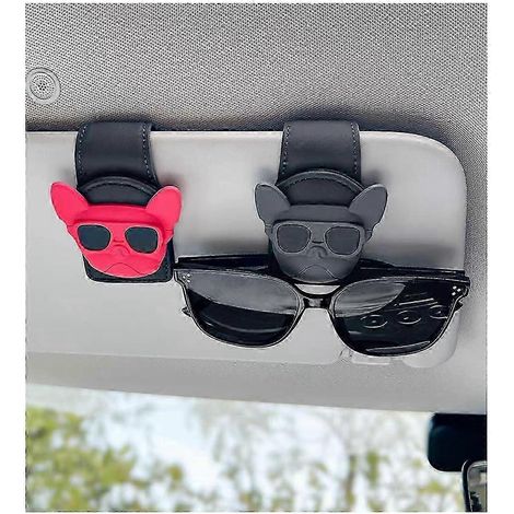 Support magnétique pour lunettes de soleil de voiture, clip en cuir pour pare-soleil, utilisation à une main, taille universelle, noir, 1 pièce RN (1/5)