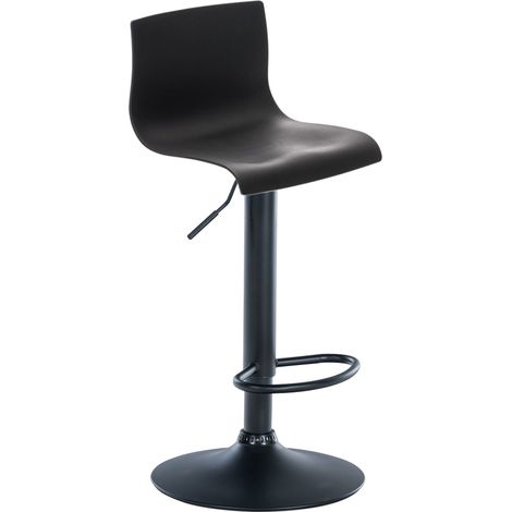 Sgabello bar con poggiapiedi girevole schienale curvo in plastica nera e metallo nero 100004933
