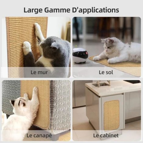 Tapis Griffoir - Chat - 2 Pièces - Sisal Naturel - Antidérapant - 50 x 30 cm (1/4)