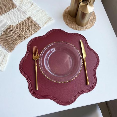 JSSEVN - Juego de 6 manteles individuales con forma de flor, lavables con calor, impermeables, antideslizantes y fáciles de limpiar, ideales para la cocina, la mesa de centro o el comedor. (1/5)