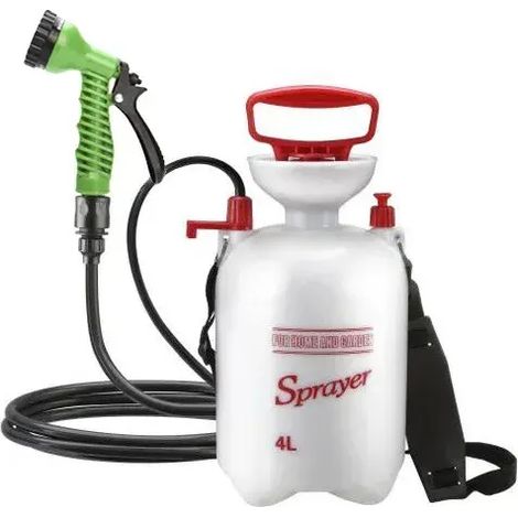 Douche extérieure portable (4 L), baignoire multifonctionnelle pour animaux de compagnie avec tuyau de 3 m pour le camping, pulvérisateur domestique pour laver les fleurs et la voiture (1/4)