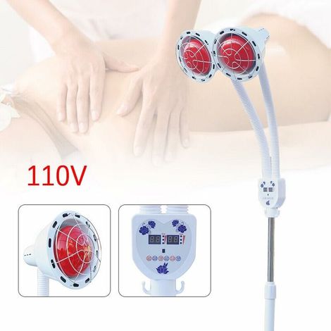 Lampada a infrarossi da 275 W, lampada terapeutica con due teste, supporto per lampada a infrarossi, lampada a infrarossi regolabile a 360° con ruote per massaggi in salone