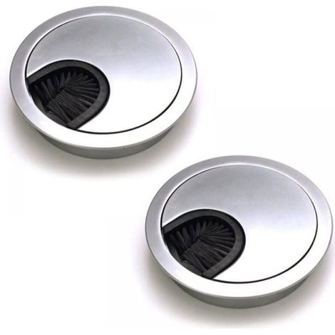 2 round, flush cable ducts, cable management for the desk - 50 mm opening YMYNY