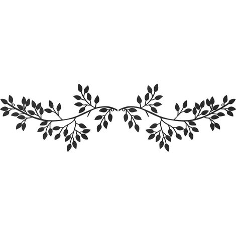 Déco murale 2 pièces en fer forgé, branche d'olivier feuille d'arbre, sculpture en métal noir, ornement mural pour chambre, salon, extérieur, style rustique, 180 cm. (1/4)