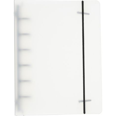 Couverture de Classeur A7 avec Ceinture de Fixation Noire Blanc Mat (1/5)