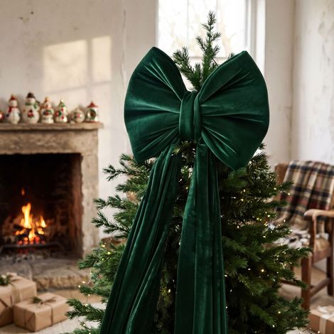 Hot-selling new Christmas burgundy velvet bow large train decorative ornament - dark green - 40180