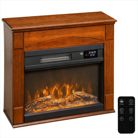 Cheminée électrique 2000W effet flamme 3D 6 couleurs MDF Marron (1/5)