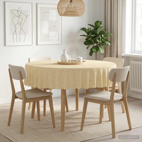 vidaXL Tissu de Table Rond Crème blanc Ø 160 cm (1/3)