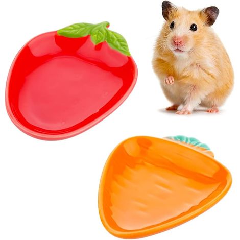 Lot de 2 bols en céramique pour hamster, gerbille, hérisson, cochon d'Inde, rat, rongeur