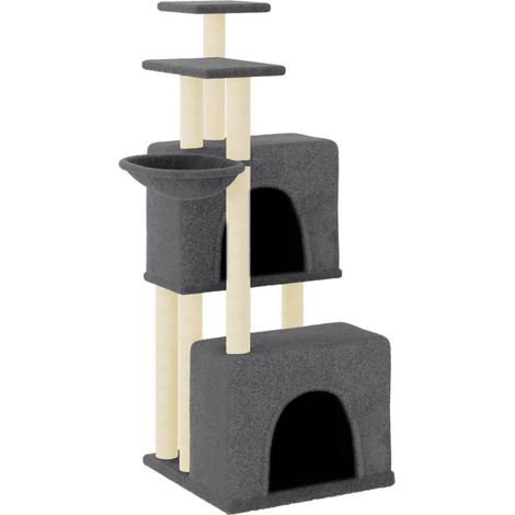 Tiragraffi per gatti Mobili per arrampicata su torre Tiragraffi piattaforma da arrampicata con tiragraffi in sisal scuro 122 cm grigio 020022650