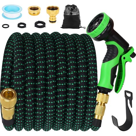Tuyau d'arrosage extensible de 23,6 m avec buses 10 fonctions équipé de raccords de 1,9 cm et 1,27 cm, tuyau d'arrosage flexible et étanche pour le jardinage, le lavage de voiture et l'utilisation (1/5)