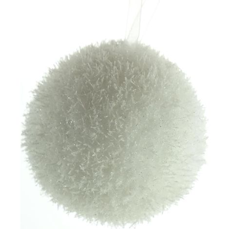 Bruchfeste Weihnachtskugel Weiß mit Glitzer Ø 8 cm - Kunststoff