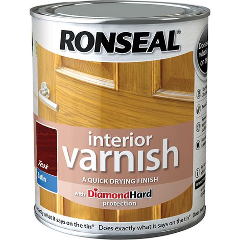 Ronseal 36827 Interior Varnish Quick Dry Satin Teak 250ml RSLIVSTE250