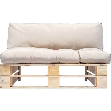Maison Exclusive - Outdoor-Sofa Paletten mit Kissen in Sandfarben (1/5)